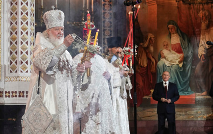 Le patriarche Kirill et Vladimir Poutine, le 24 mars 2022. / RNS