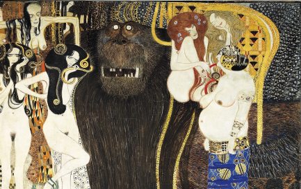 Les forces du Mal et les trois Gorgones, partie de la Frise Beethoven, Gustav Klimt, 1902 / Gustav Klimt - Les forces du Mal et les trois Gorgones - 1902
